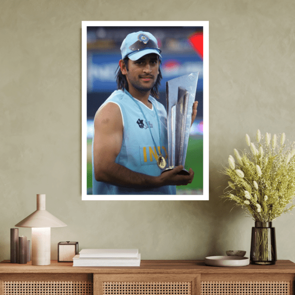 MS Dhoni with T20 Trophy - Image 2