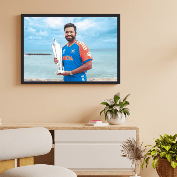 Cap. Rohit Sharma with T20 World Cup Trophy Frame (T20 World Cup 2024) - Image 2