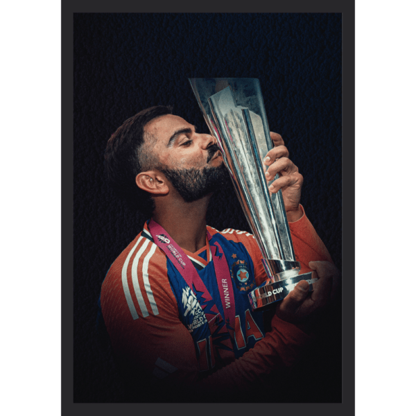 Virat Kohli Kissing World Cup Torphy Frame (T20 World Cup 2024)