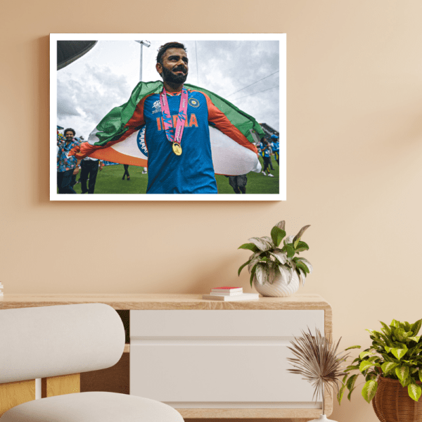 Virat Kohli wrapped in the Indian flag Frame (T20 World Cup 2024) - Image 2