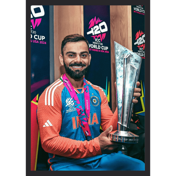 Virat with  T20 World Cup Trophy Frame (T20 World Cup 2024)