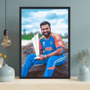 Cap. Rohit Sharma with T20 World Cup Trophy Frame (T20 World Cup 2024)