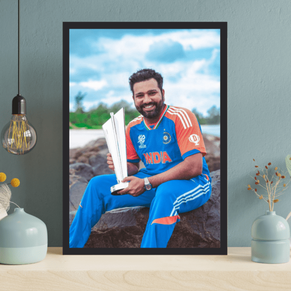Cap. Rohit Sharma with T20 World Cup Trophy Frame (T20 World Cup 2024) - Image 2