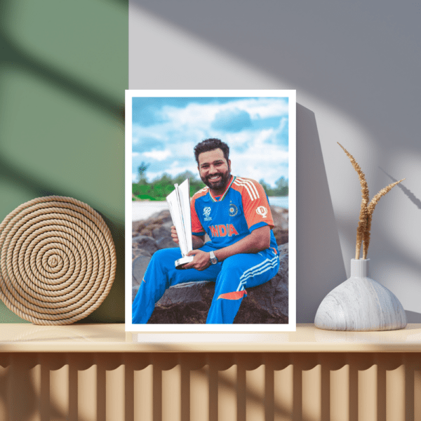 Cap. Rohit Sharma with T20 World Cup Trophy Frame (T20 World Cup 2024) - Image 3