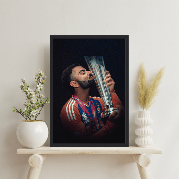 Virat Kohli Kissing World Cup Torphy Frame (T20 World Cup 2024) - Image 2