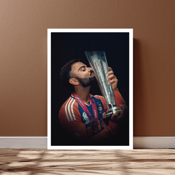 Virat Kohli Kissing World Cup Torphy Frame (T20 World Cup 2024) - Image 3