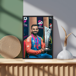 Virat with  T20 World Cup Trophy Frame (T20 World Cup 2024)
