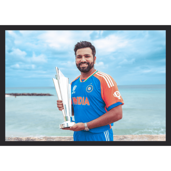 Cap. Rohit Sharma with T20 World Cup Trophy Frame (T20 World Cup 2024)