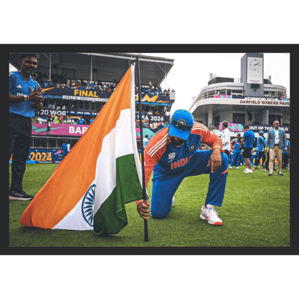 Rohit Sharma hoisted Indian Flag at Barbados Stadium Frame (T20 World Cup 2024)