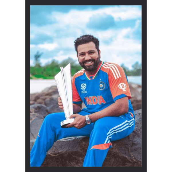 Cap. Rohit Sharma with T20 World Cup Trophy Frame (T20 World Cup 2024)