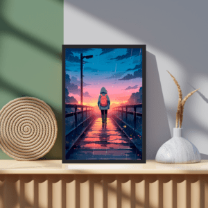 Rainy day mood cartoon style frame