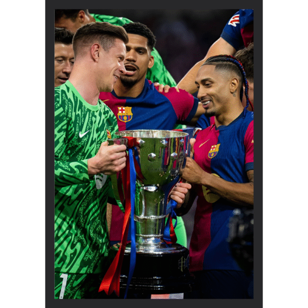 Raphinha and Marc-André ter Stegen Trophy Celebration Frame - Barcelona