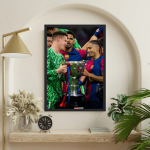 Raphinha and Marc-André ter Stegen Trophy Celebration Frame - Barcelona